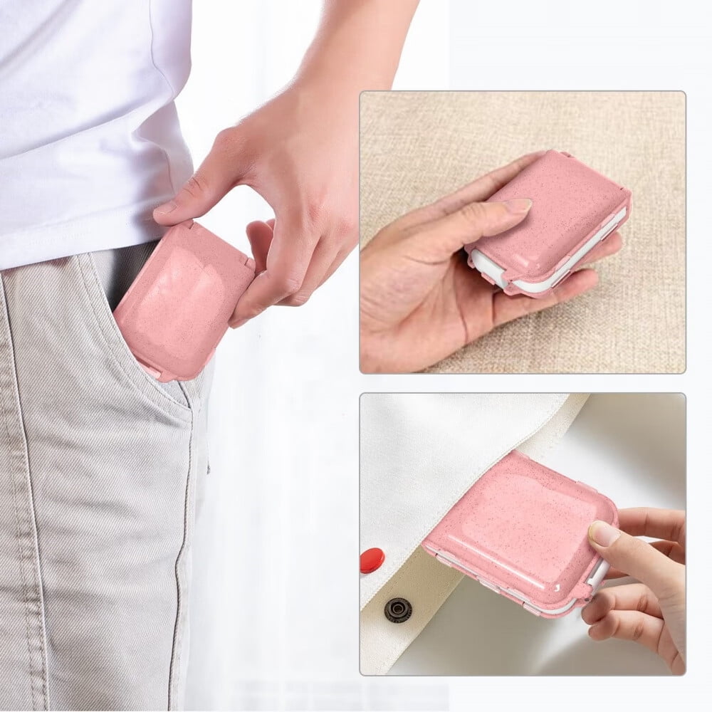 [2 Pack]Pill Organizer,Pill Cases,8 Compartments Portable Travel Pill Box for Pocket Purse Medicine Vitamin Holder Container